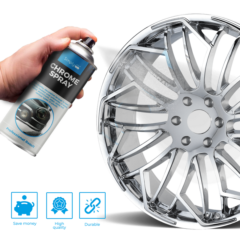 Car Wheel Spray Paint CHROME Look Effect Professional 400ml Can + G + Caps