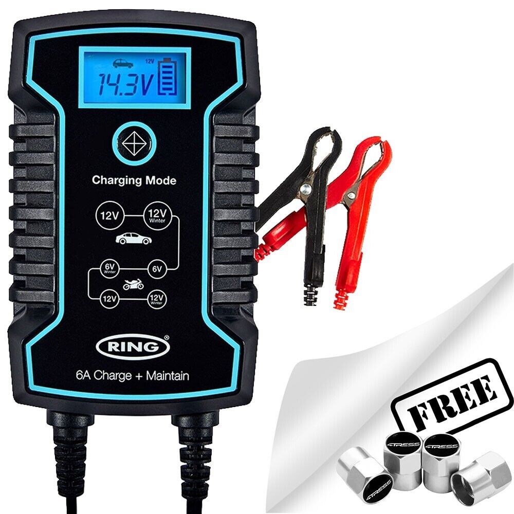 Ring RSC806 6v 12v 6A Start/Stop Car 4x4 Bike Smart Battery Charger & Maintainer +Caps