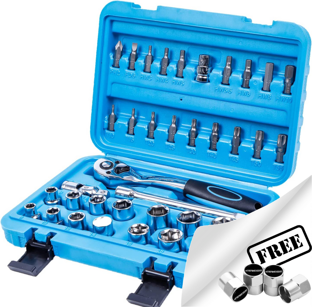 36 Pcs Professional 3/8" inch Drive CRV Bit & Socket Torx Ratchet Tool Set Case +Caps