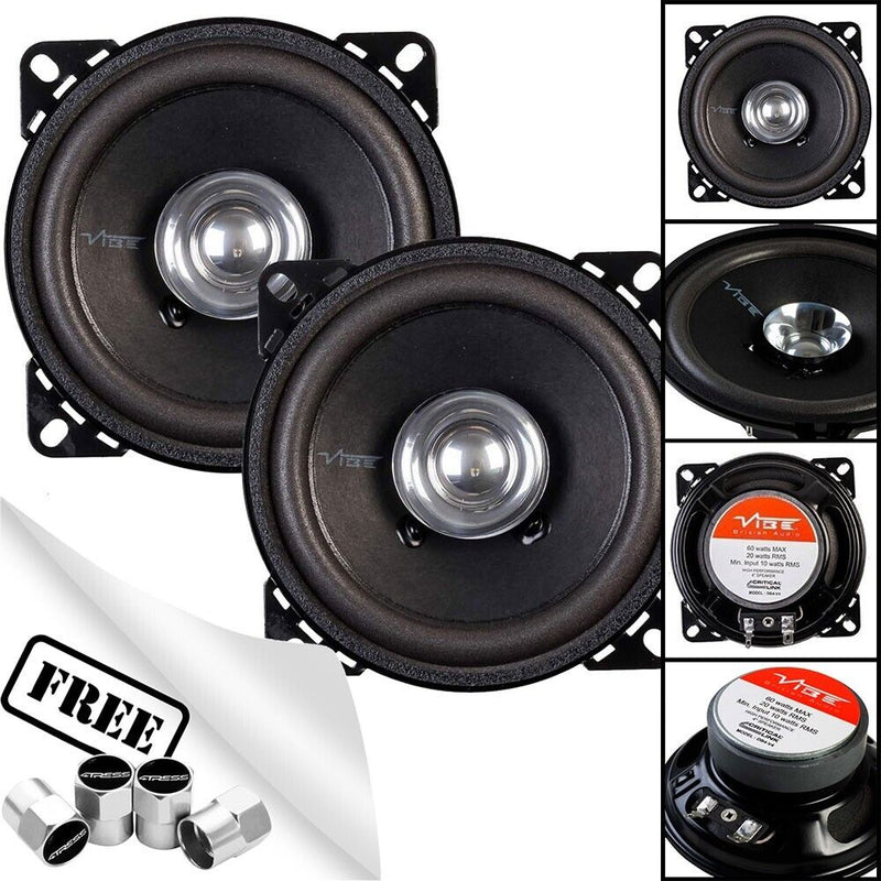 Vibe DB4 High Performance 4" inch Car Door Dashboard Coaxial Replacement Speakers Set +Caps
