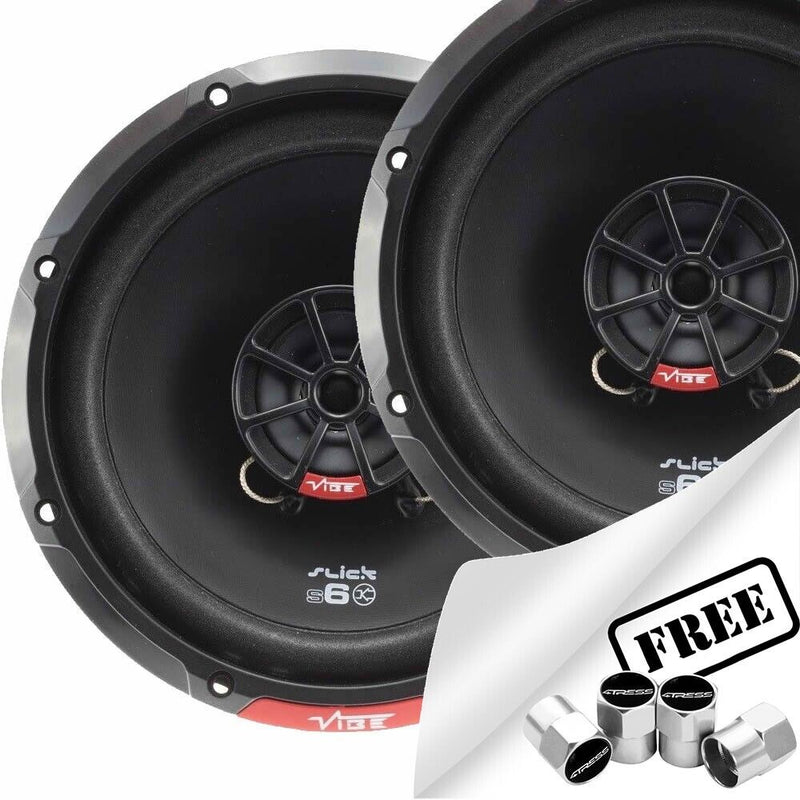 Vibe SLICK6 V7 Slick Series 2 6 6.5" inch 480w Car Door Shelf Coaxial Speakers Set +Caps