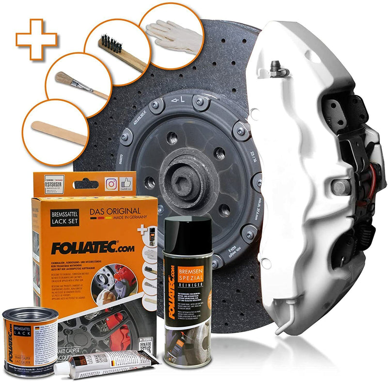 Foliatec White 2168 Car Bike Engine Brake Caliper High Temperature Paint Lacquer Kit +Caps