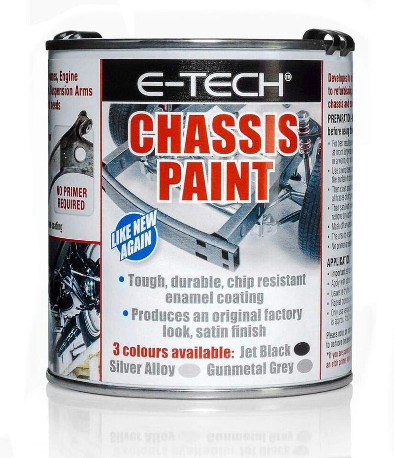 E-TECH Silver Car Chassis Frame Brush On Paint Chip Resistant 500ML