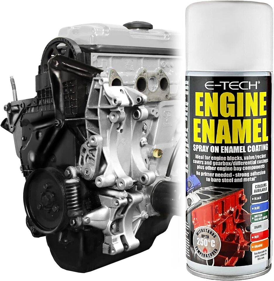 E-Tech Silver Engine Spray On Enamel Paint High Temp Heat Resistant