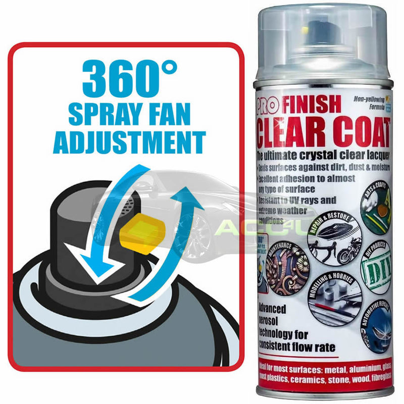 2x PRO Finish Metal Glass Stone Wood High Gloss Clear Coat Lacquer Spray +Caps