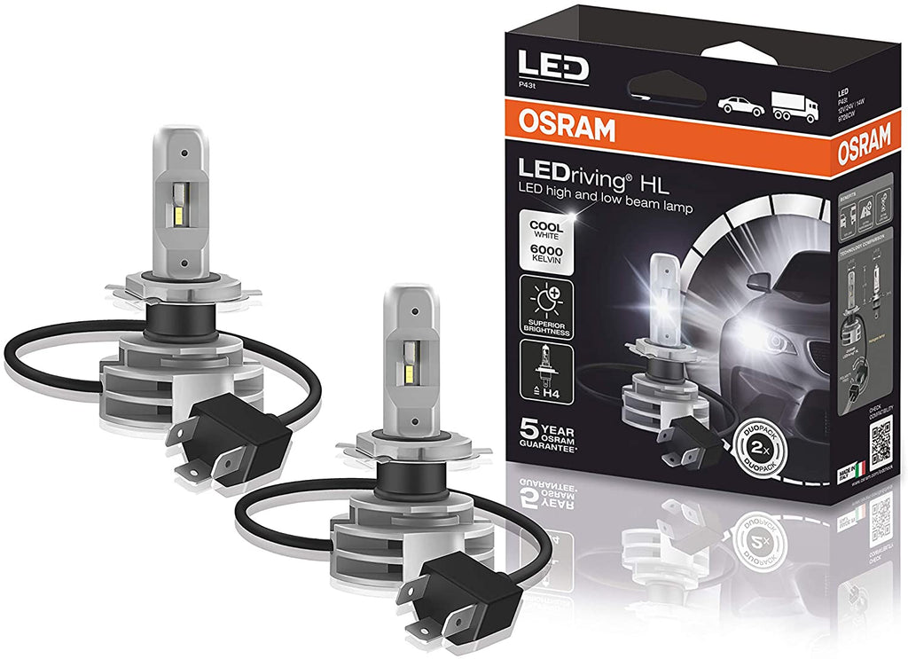 Osram LEDriving HL Gen 2 12v 24v H4 6000K Cool White LED Headlight Headlamp Bulbs Kit