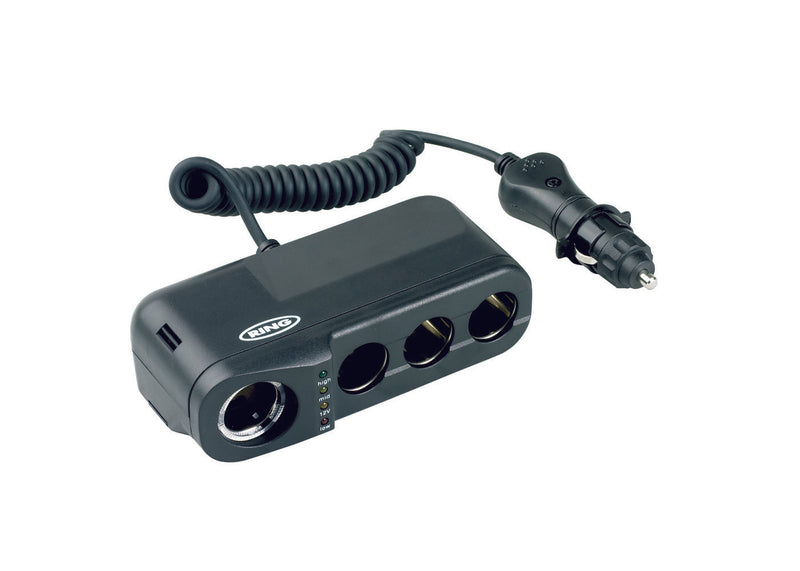 Ring RMS4 12v Car 4 Way Cigarette Lighter Multi Sockets Power Adapter & Analyser