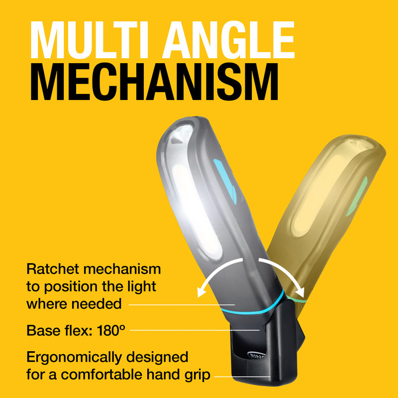 Ring RIL6100 MAGFLEX Mini Rechargeable Handheld LED Inspection Work Lamp Light +Caps