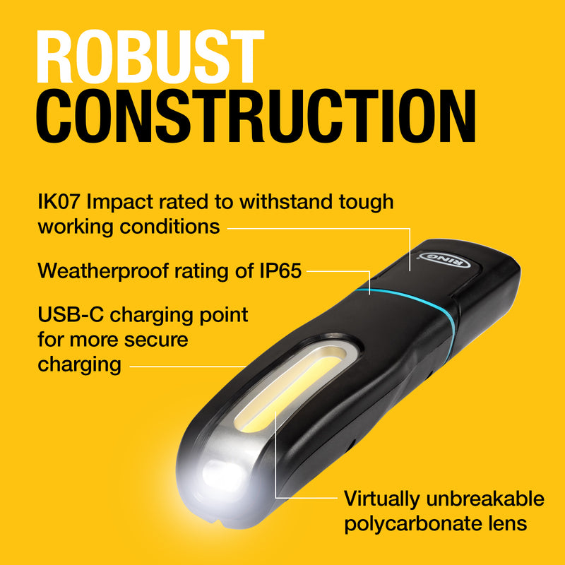 Ring RIL6100 MAGFLEX Mini Rechargeable Handheld LED Inspection Work Lamp Light +Caps
