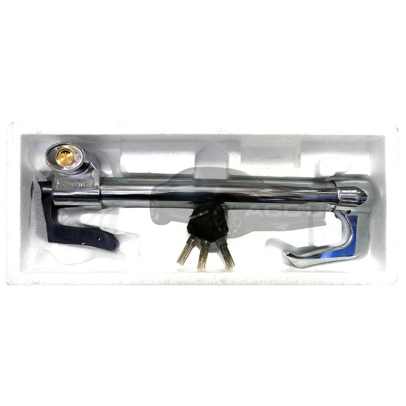 Car Heavy Duty Anti Theft High Security Retractable Steering Wheel to Pedal Lock +Caps