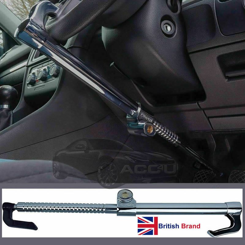 Car Heavy Duty Anti Theft High Security Retractable Steering Wheel to Pedal Lock +Caps