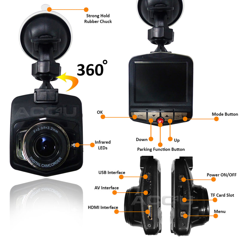 In Car Infrared Motion Sensing Premium HD Dash Cam Camera Video Journey Recorder