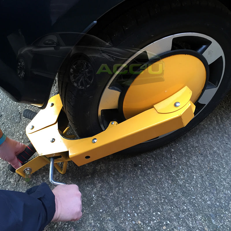 Car Van Caravan Motorhome Anti Theft High Security Full Face Wheel Clamp +Caps