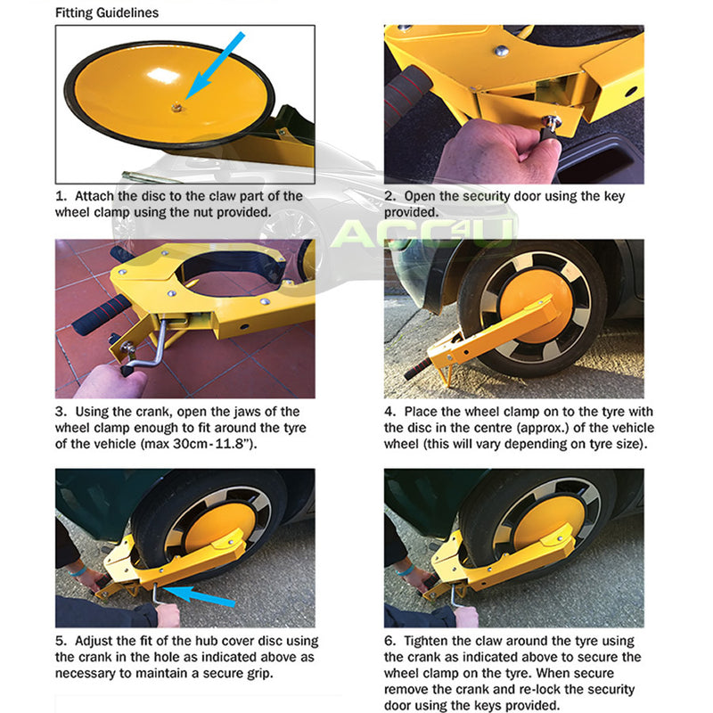 Car Van Caravan Motorhome Anti Theft High Security Full Face Wheel Clamp +Caps