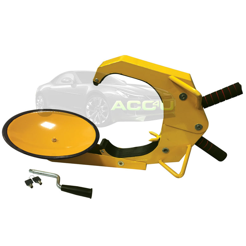 Car Van Caravan Motorhome Anti Theft High Security Full Face Wheel Clamp +Caps