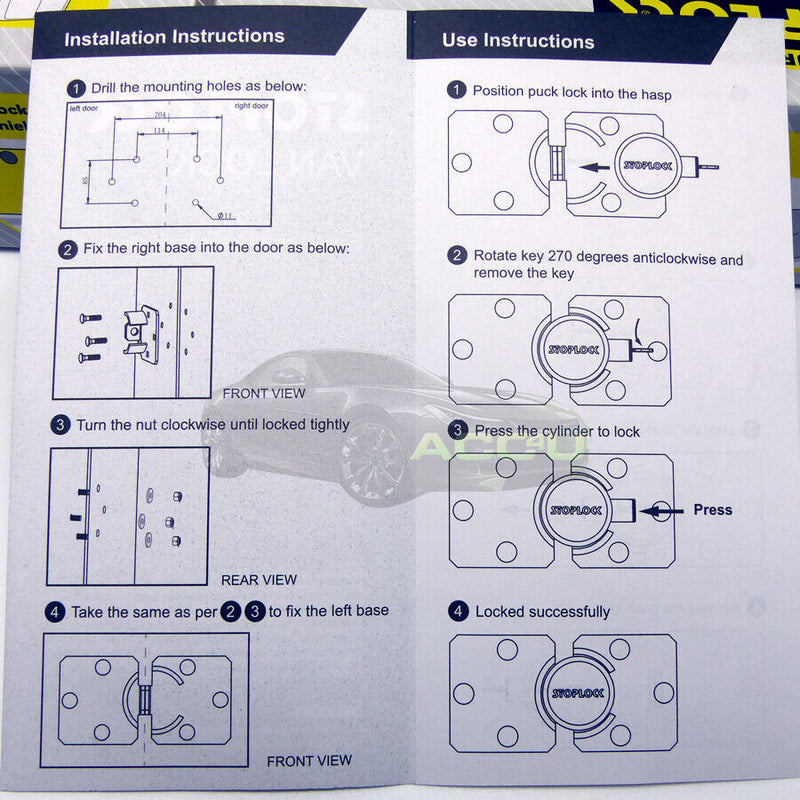 Stoplock High Security Yellow Anti Theft Van Door Lock with Hasps Padlock 2 Keys