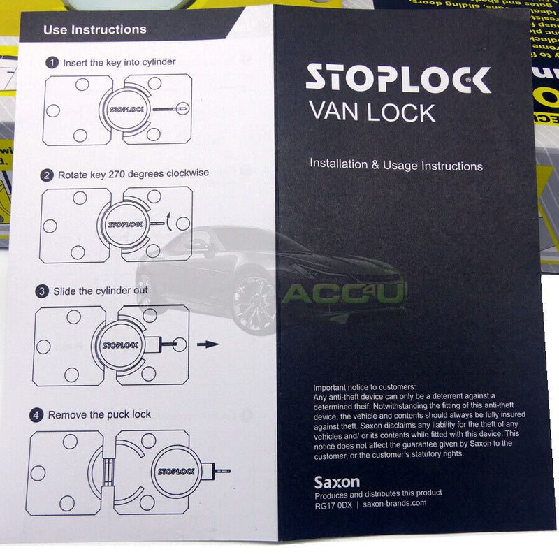 Stoplock High Security Yellow Anti Theft Van Door Lock with Hasps Padlock 2 Keys