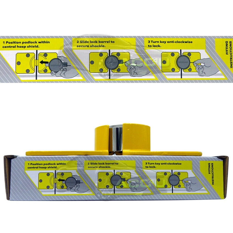 Stoplock High Security Yellow Anti Theft Van Door Lock with Hasps Padlock 2 Keys