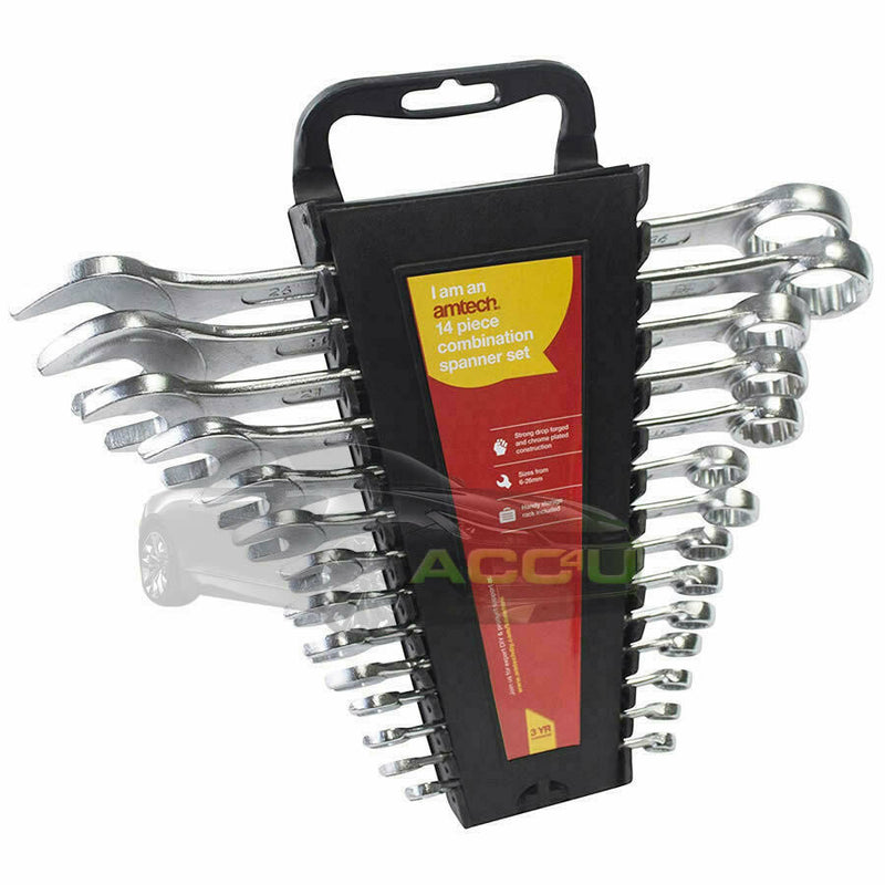 Amtech K0500 14 Piece 6mm-26mm Drop Forged Chrome Plated Combination Spanner Set
