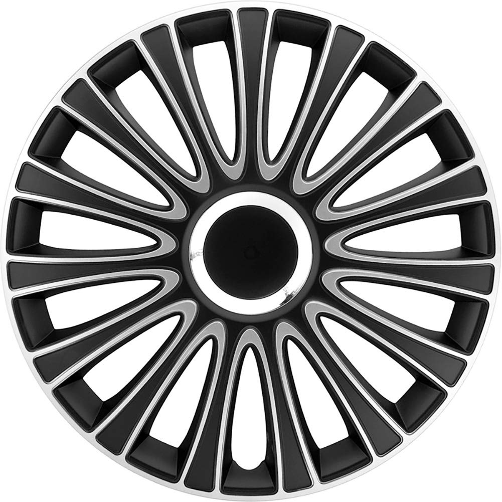 14" Black Silver LeMans Multi Spoke Car Wheel Trims Hub Caps Covers Set+Dust Caps+Ties