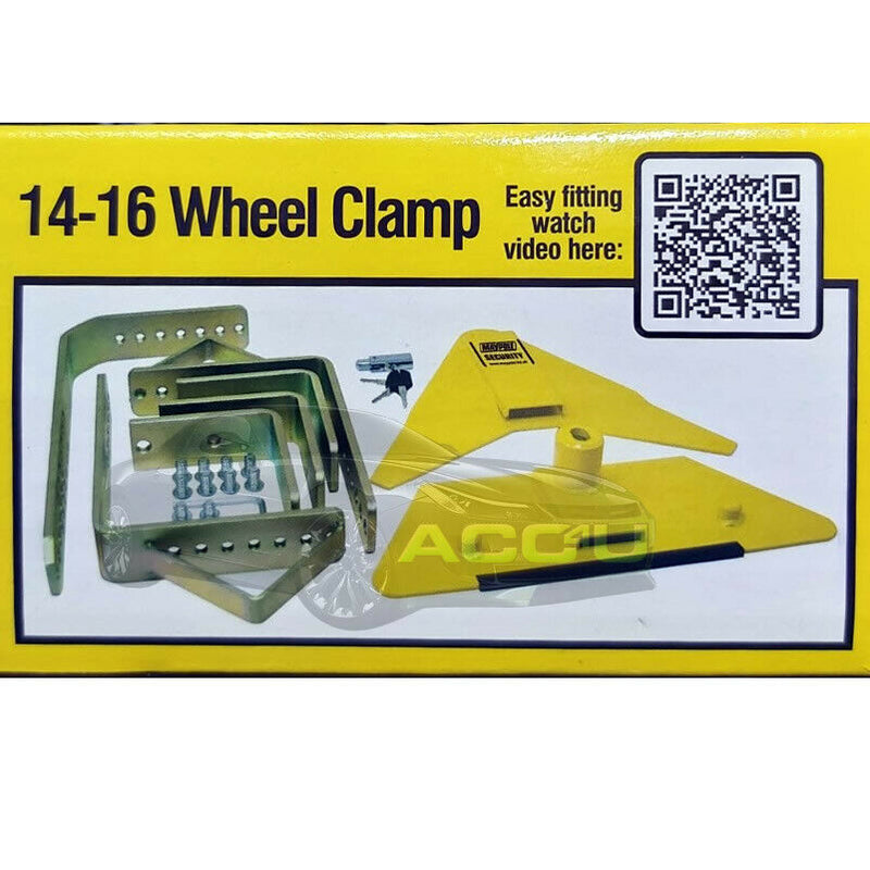 Maypole MP5435 14" to 16" inch Heavy Duty Car Caravan Trailer Security Wheel Clamp +Caps