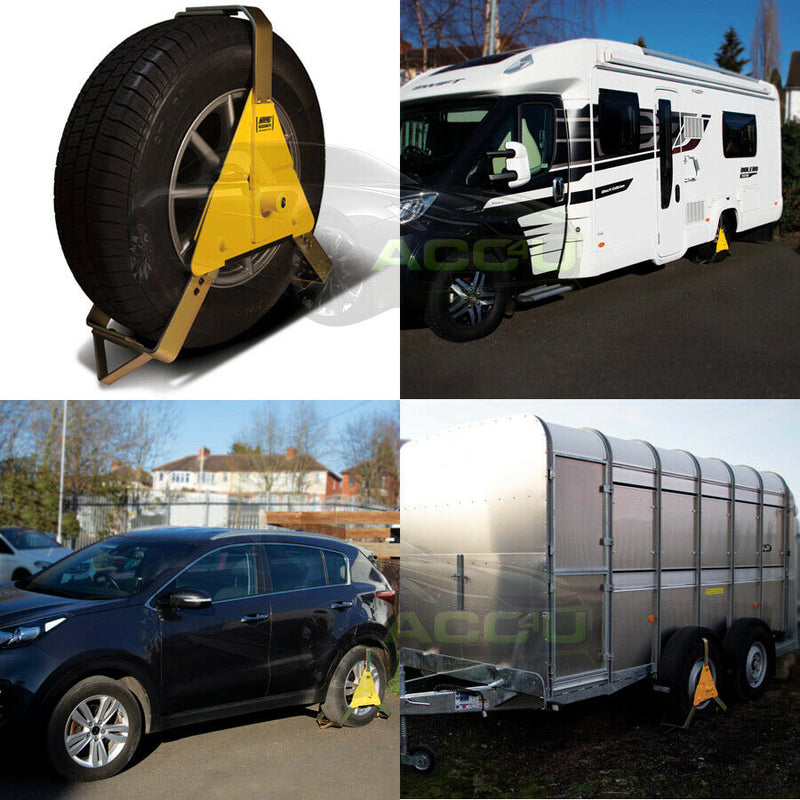 Maypole MP5435 14" to 16" inch Heavy Duty Car Caravan Trailer Security Wheel Clamp +Caps