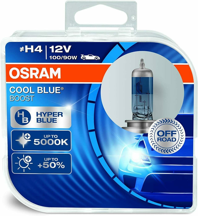 Osram Cool Blue Boost 12v H4 5000K White Xenon Light Car Upgrade Headlight Bulbs Set