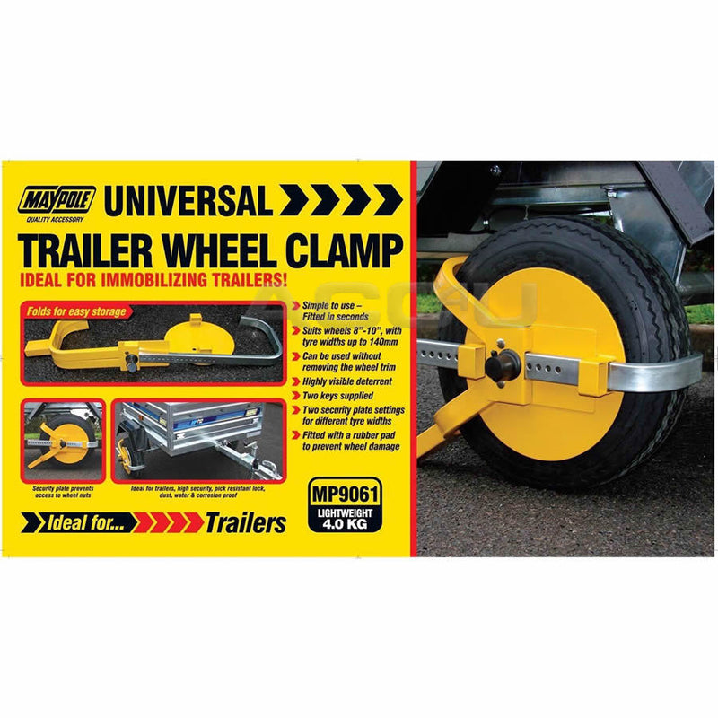 Maypole MP9061 Caravan Trailer High Security Strong Visible 8" 9" 10" inch Wheel Clamp