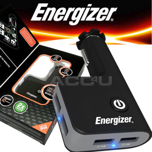 Energizer 50530 12v 24v In Car Van Truck Quad 4 USB Socket Power Adapter Fast Charger