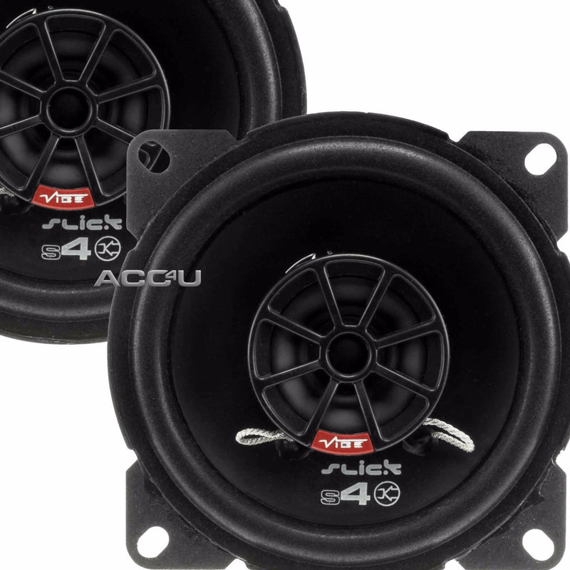 Vibe SLICK4 V7 Slick Series 2 4" 100mm 300w Car Door Shelf Coaxial Speakers Set