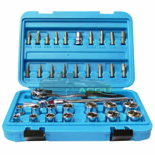 36 Pcs Professional 3/8" inch Drive CRV Bit & Socket Torx Ratchet Tool Set Case