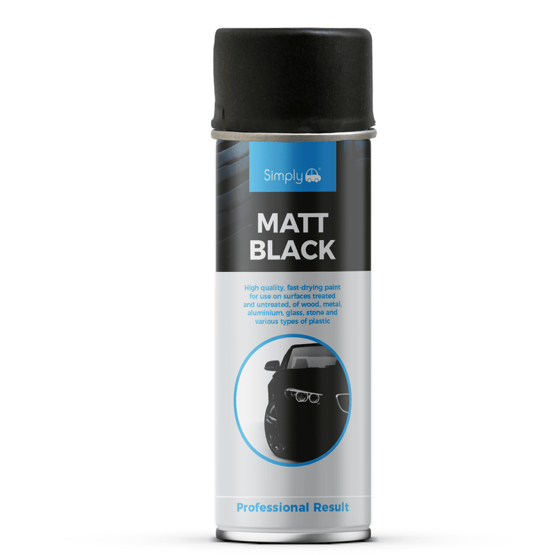 2 x Simply MATT BLACK Spray Paint For Metal, Wood, Plastic, Stone 500ml +Caps