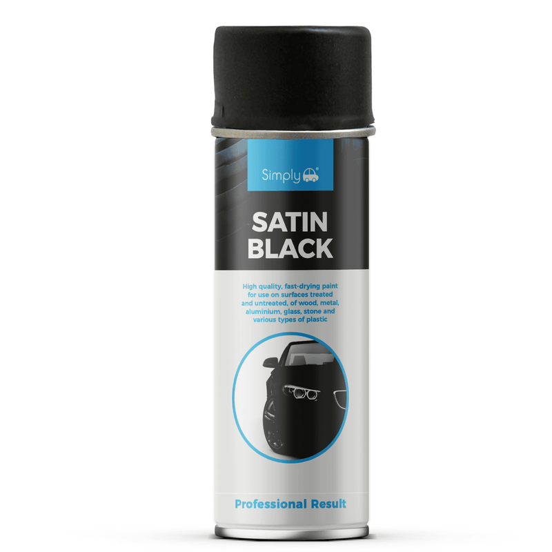 2 x Simply SATIN BLACK Spray Paint Metal, Wood, Plastic, Stone 500ml + Caps