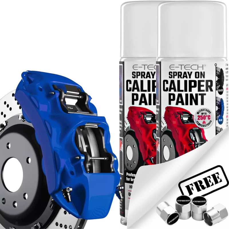 2x E-Tech Blue Brake Caliper Spray Paint Enamel Coating Aerosol Can 400mL + Caps
