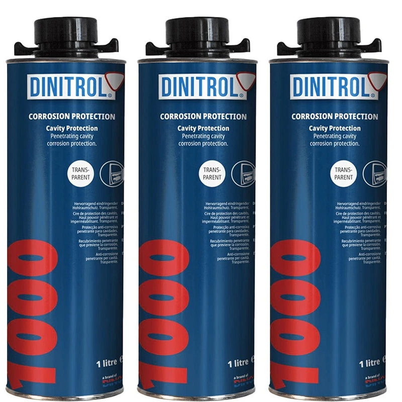 3x DINITROL 1000 Car Underbody Clear Transparent Corrosion Protection 1 L