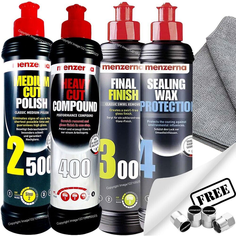 400 Heavy Compound+2500 Medium Cut Polish+3000 Final Finish+Sealing Wax 4+CL+CP