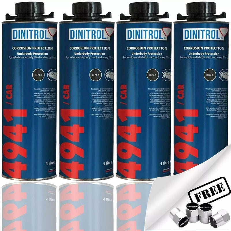 4 x DINITROL 4941 Black Under Body Rust Proofing Corrosion Protection Wax 1L+CP