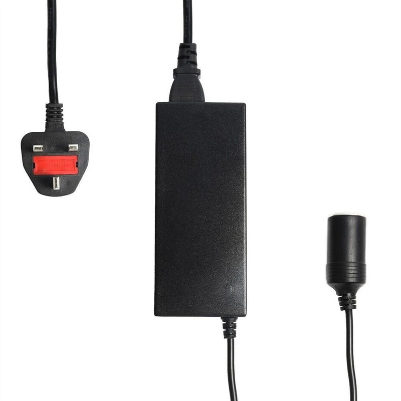 240v AC Mains plug to 12v DC Socket Cigarette Lighter Adapter Converter +Caps