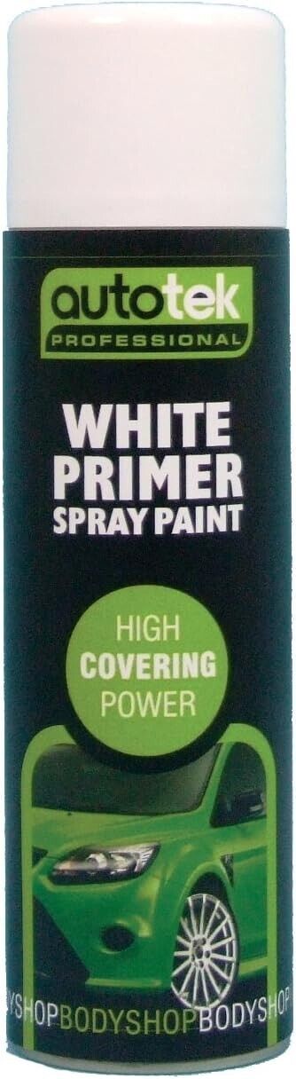 12x AUTOTEK WHITE PRIMER Aerosol Spray Paint Professional Hi Covering Power+G+Caps