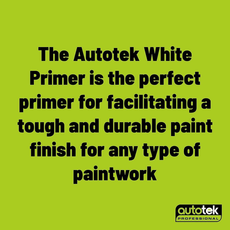 4x AUTOTEK WHITE PRIMER Aerosol Spray Paint Professional Hi Covering Power+G+Caps