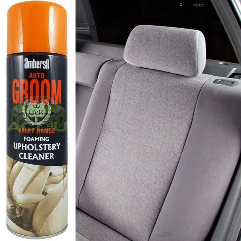 6x Ambersil Groom Car Interior Seats Carpet Trim Upholstery Foam Cleaner + Caps