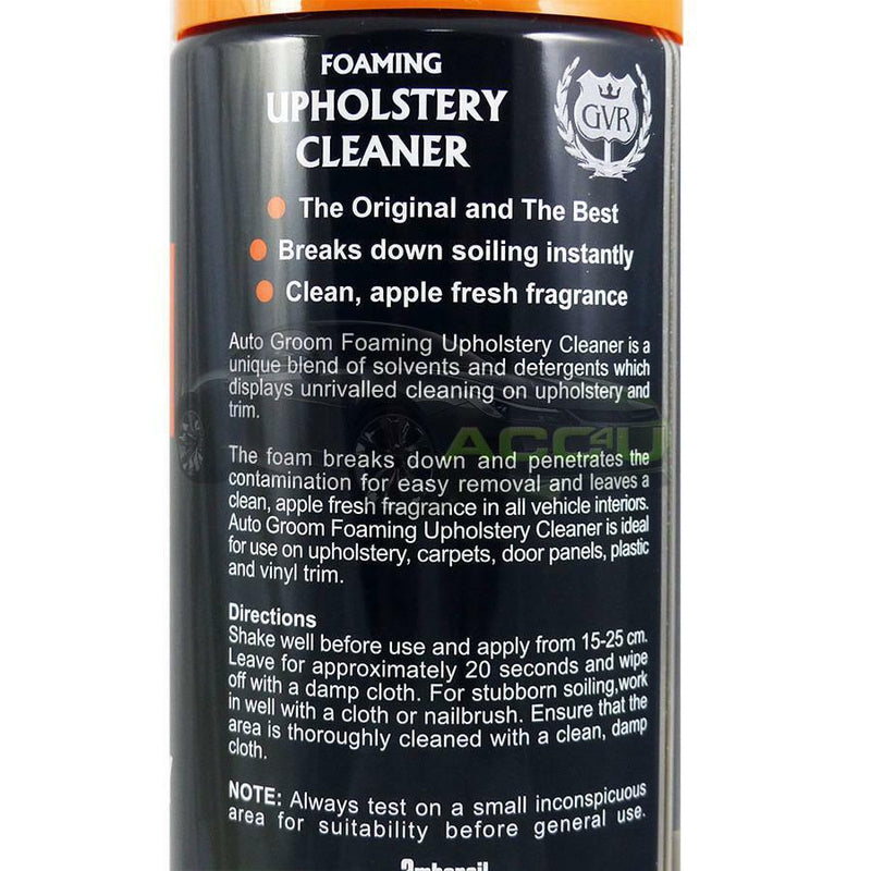 2x Ambersil Groom Car Interior Seats Carpet Trim Upholstery Foam Cleaner + Caps