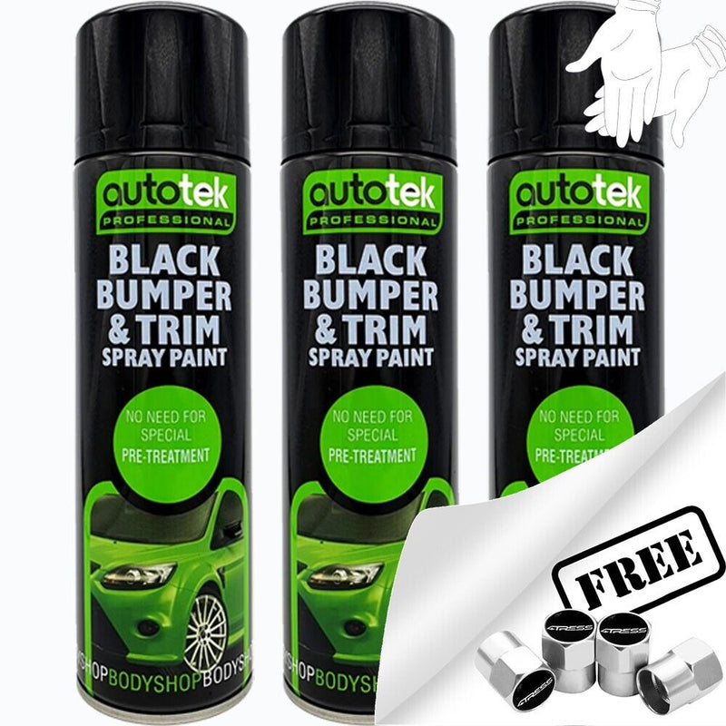 Autotek Black Bumper Trim Spray Paint 3 Cans