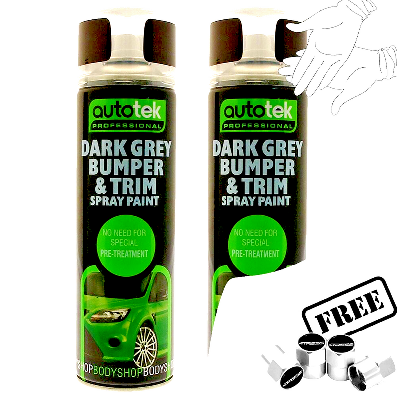 2 x Autotek DARK GREY BUMPER TRIM Spray Paint Restore Faded Plastic 500ml +G +C✅