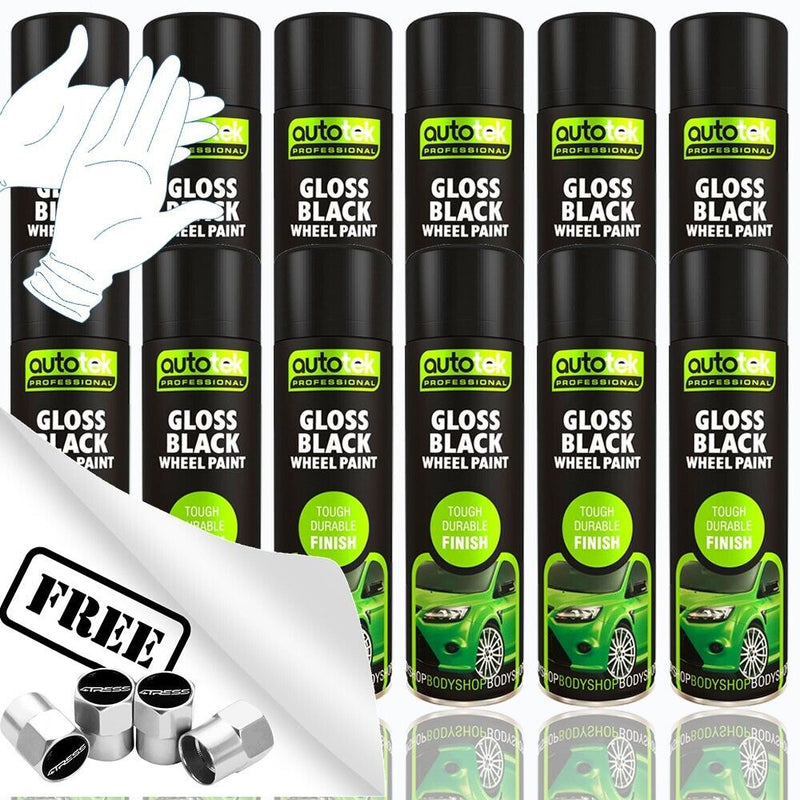 Autotek Gloss Black Wheel paint 12 cans 