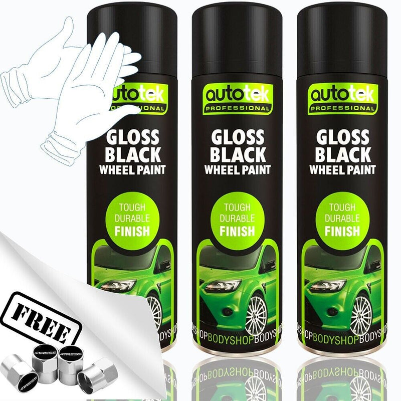 Autotek Gloss Black Wheel Paint 3 cans