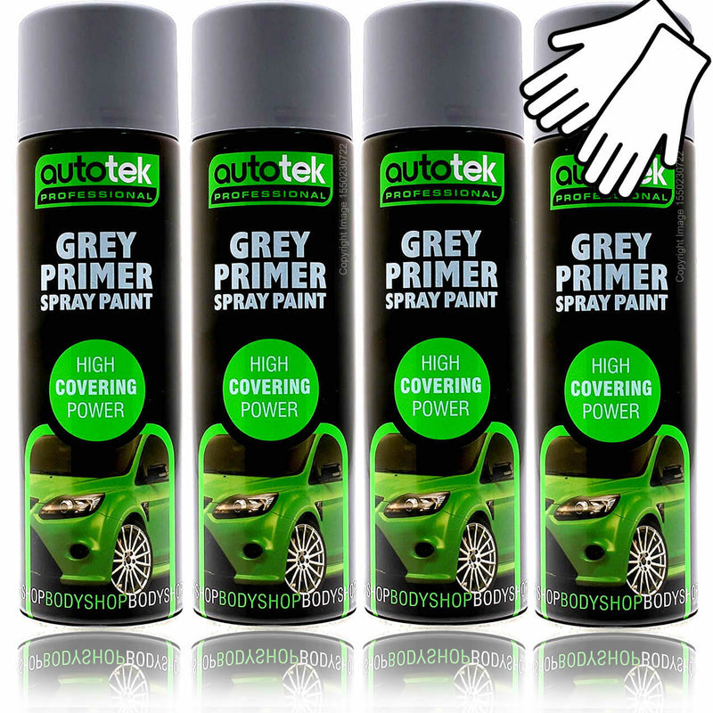 4 x Autotek GREY PRIMER Aerosol Spray Paint Professional High Covering Power+G+C✅