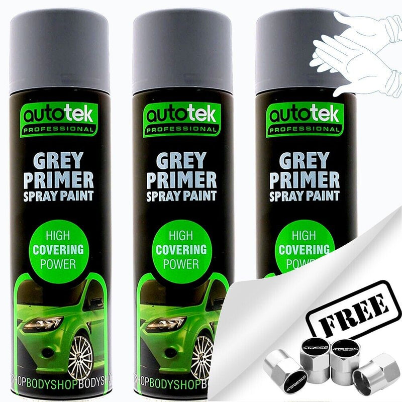 Autotek Grey Primer Paint Spray 3 cans