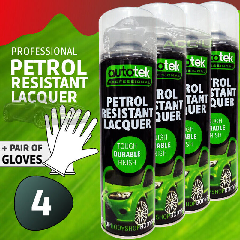 4 x Autotek PETROL RESISTANT Clear Lacquer Spray Paint Professional Bodyshop+G+C✅