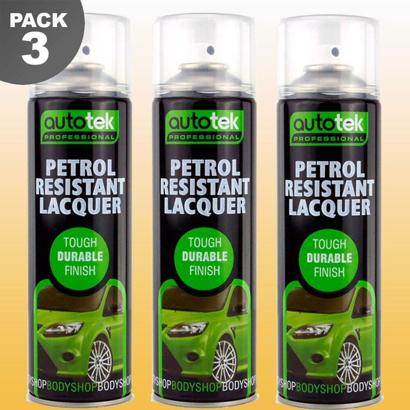 3 x Autotek PETROL RESISTANT Clear Lacquer Spray Paint Professional Bodyshop+G+C✅